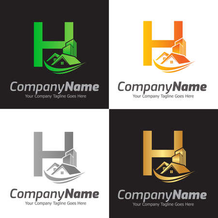 Letter H vector logo template, Colorful Letter H logo, Real Estate, Building and Construction Logo Design Template Vector Iconのイラスト素材