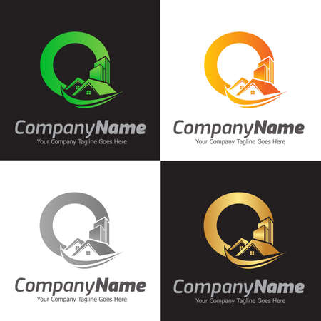 Letter O vector logo template, Colorful Letter O logo, Real Estate, Building and Construction Logo Design Template Vector Iconのイラスト素材