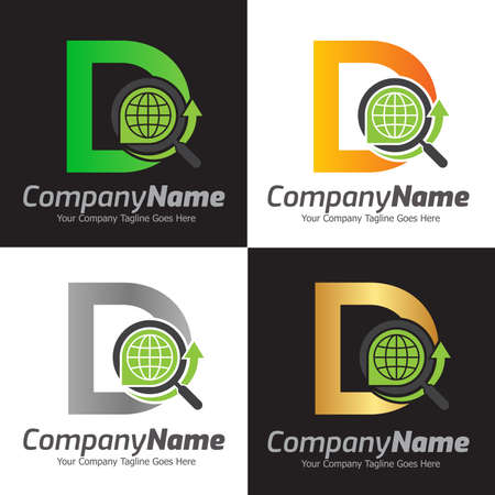Letter D vector logo template, Colorful Letter D logo, Creative Letter D design template elements, D letter best design, alphabet logo design, searching, magnifierのイラスト素材