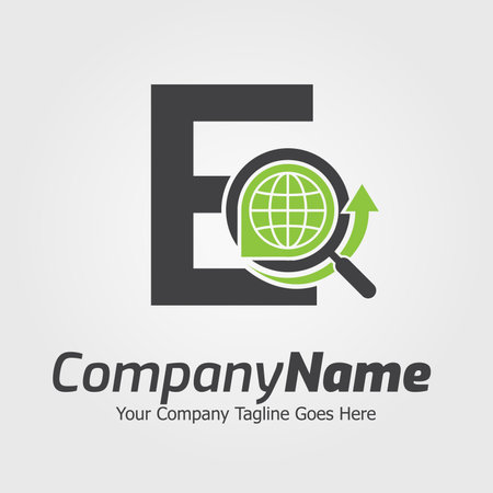 Letter E vector logo template, Colorful Letter E logo, Creative Letter E design template elements, E letter best design, alphabet logo design, searching, magnifierのイラスト素材