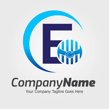 Letter E Hand Shake Logo Template, Hand Shake Vector Illustration, Deal Job Logoのイラスト素材