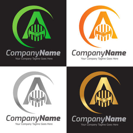 Letter A Hand Shake Logo Template, Hand Shake Vector Illustration, Deal Job Logoのイラスト素材