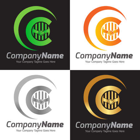 Letter C Hand Shake Logo Template, Hand Shake Vector Illustration, Deal Job Logoのイラスト素材