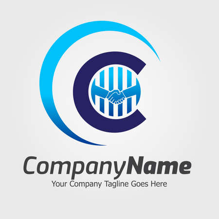 Letter C Hand Shake Logo Template, Hand Shake Vector Illustration, Deal Job Logoのイラスト素材