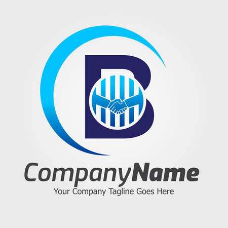 Letter B Hand Shake Logo Template, Hand Shake Vector Illustration, Deal Job Logoのイラスト素材
