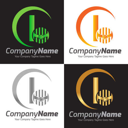Letter I Hand Shake Logo Template, Hand Shake Vector Illustration, Deal Job Logoのイラスト素材