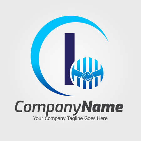 Letter I Hand Shake Logo Template, Hand Shake Vector Illustration, Deal Job Logoのイラスト素材