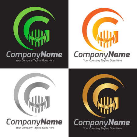 Letter G Hand Shake Logo Template, Hand Shake Vector Illustration, Deal Job Logoのイラスト素材