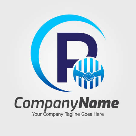 Letter P Hand Shake Logo Template, Hand Shake Vector Illustration, Deal Job Logoのイラスト素材