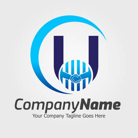 Letter U Hand Shake Logo Template, Hand Shake Vector Illustration, Deal Job Logoのイラスト素材