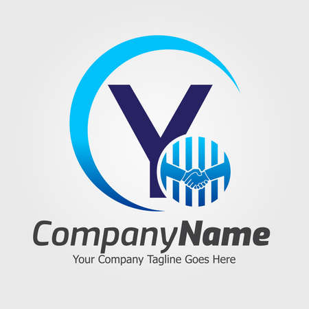 Letter Y Hand Shake Logo Template, Hand Shake Vector Illustration, Deal Job Logoのイラスト素材
