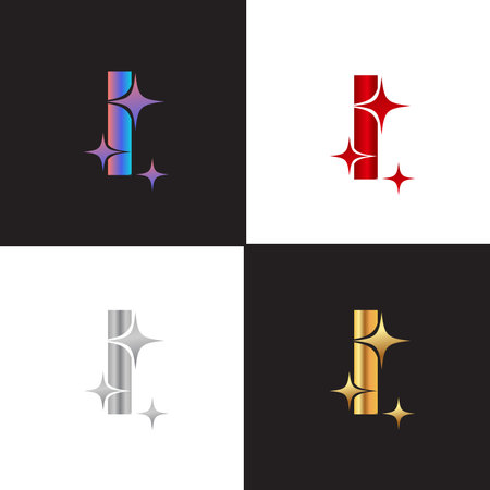 Letter I with sparkles. Vector design template elements for your application or corporate identity.のイラスト素材
