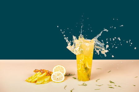 All kinds of colorful drinks made of all kinds of fruits and all kinds of healthy foodの写真素材