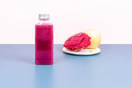 All kinds of colorful drinks made of all kinds of fruits and all kinds of healthy foodの写真素材
