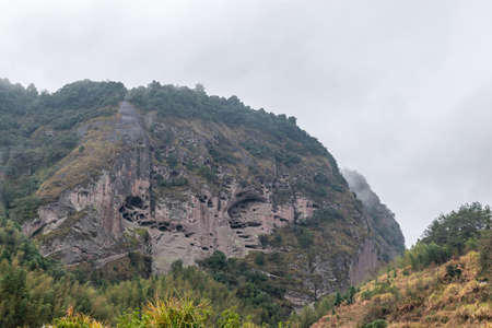 The mountains are covered with forestsの写真素材