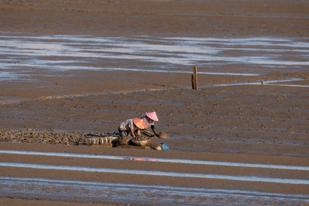 One fishman working on the black beach