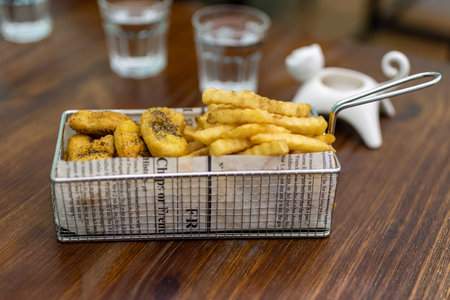Those snacks for afternoon tea-French friesの写真素材