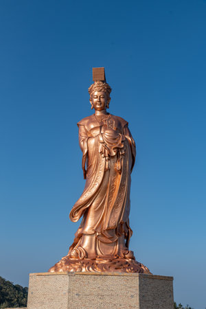 Statues of ancient Chinese goddessesの写真素材