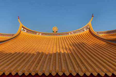 Eaves and corners of traditional Chinese Buddhist Architectureの写真素材