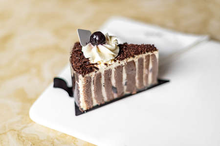 Exquisite Western cakes and desserts are on a white plateの写真素材