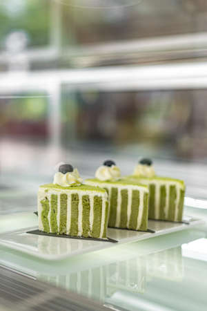 Exquisite Western cakes and desserts are on a white plateの写真素材