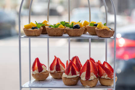 Small Western dessert on the tableの写真素材