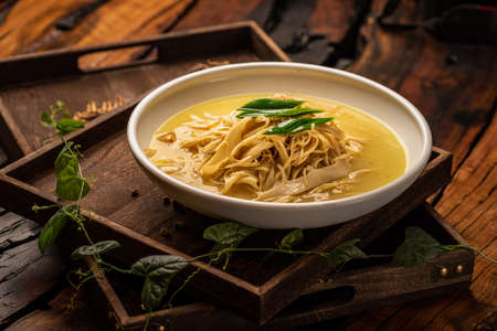 Traditional Chinese banquet dishes, stir fried dried bamboo shootsの写真素材