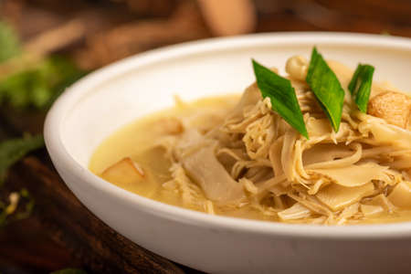 Traditional Chinese banquet dishes, stir fried dried bamboo shootsの写真素材