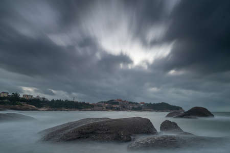 Beach and sky in slow door photographyの写真素材