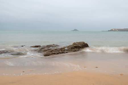 Cloudy morning, sea water, reefs and islands