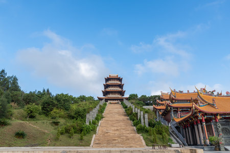 The attic of Chinese traditional ancient architecture is the whole and part of Mazu Pavilion in Putian, Chinaのeditorial素材