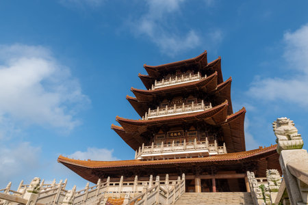The attic of Chinese traditional ancient architecture is the whole and part of Mazu Pavilion in Putian, Chinaのeditorial素材
