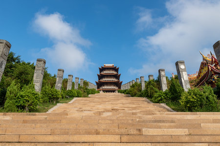 The attic of Chinese traditional ancient architecture is the whole and part of Mazu Pavilion in Putian, Chinaのeditorial素材