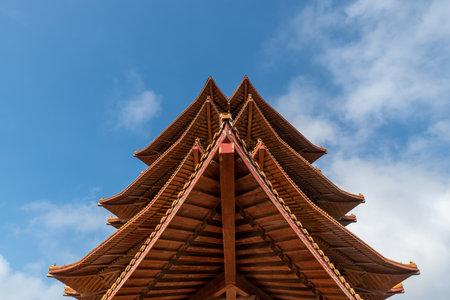 The attic of Chinese traditional ancient architecture is the whole and part of Mazu Pavilion in Putian, Chinaのeditorial素材