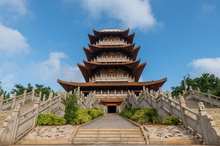 The attic of Chinese traditional ancient architecture is the whole and part of Mazu Pavilion in Putian, Chinaのeditorial素材