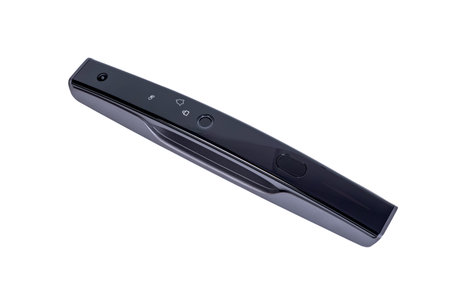 A matte metal Intelligent lock on a white background