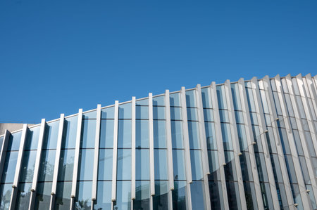 Part of modern urban glass mixed buildings is in blue sky and good weatherのeditorial素材