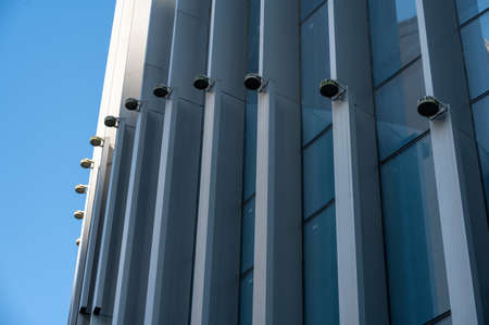 Part of modern urban glass mixed buildings is in blue sky and good weatherのeditorial素材