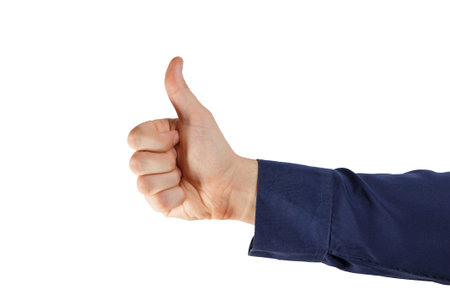 Thumb up hand sign isolated