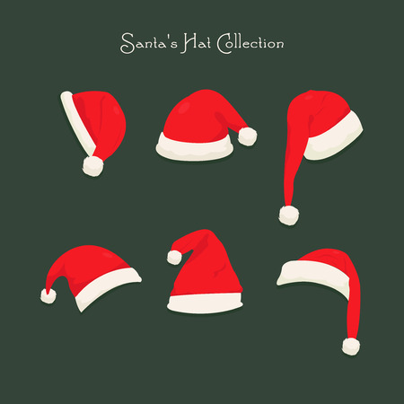 Santa Hat Collection Vector Illustrationのイラスト素材