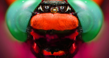 Macro shot: fragment of a dragonfly's head. Natural background.の写真素材
