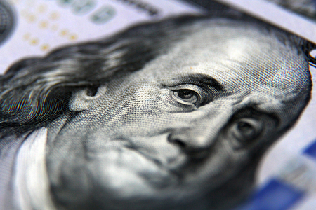 Money Background with american hundred dollar billsの写真素材