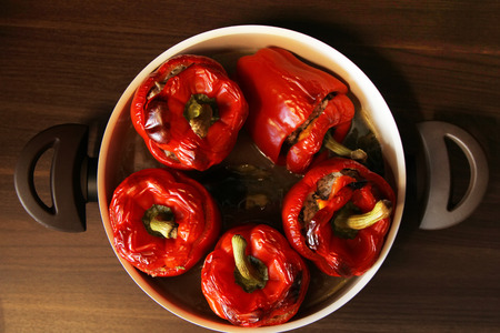 Stuffed red pepper. gastronomy backgroundの写真素材
