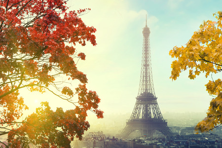 Paris with Eiffel tower in autumn timeの写真素材