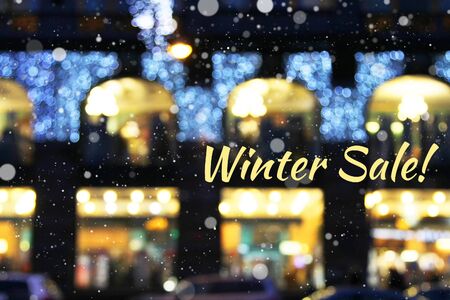 Winter store front. Blurred background. Sale conceptの写真素材