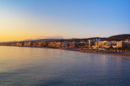 Panorama of Retimno, Crete, Greece at sunrise. Travel backgroundの写真素材