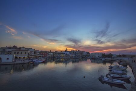 Sunset in the Mediterranean, Retimno, Crete, Greece. Love and travel backgroundの写真素材