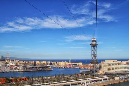 Aerial view of the Harbor district of Barcelona, Spainの写真素材