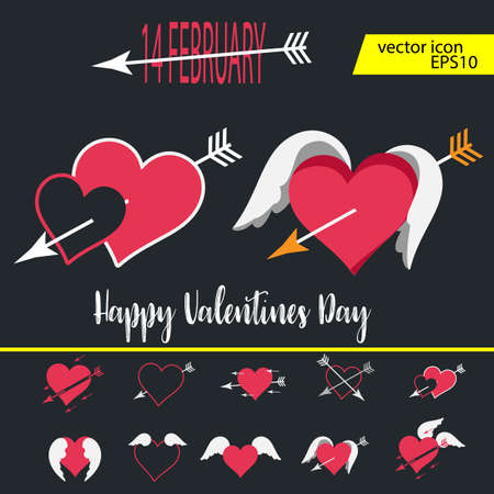 Vector illustration - valentine's day icon set. Love, Valentine's day, dating, romance and more, thin line icons set, vector illustrationのイラスト素材