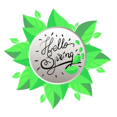 Fresh text Hello Spring , vector illustration.のイラスト素材